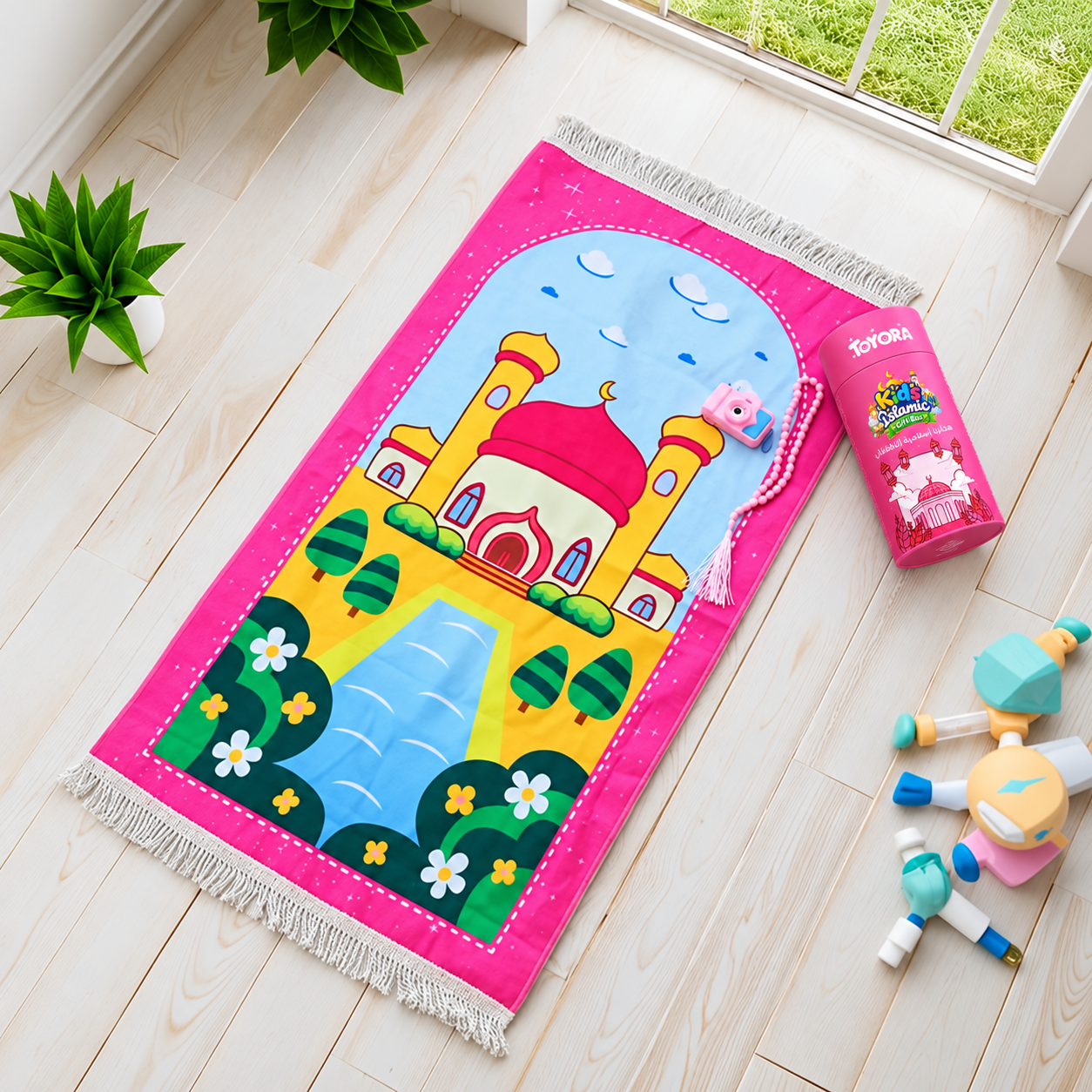 Kids Prayer Gift Set – Prayer Mat, Tasbeeh, Camera & Money Bank - alternate view